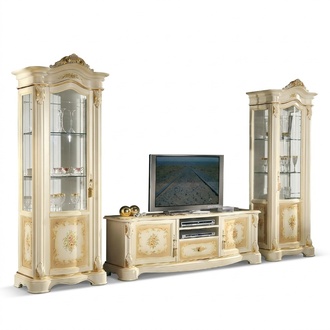 Wohnzimmer 2x Vitrine Wohnwand Schränke TV Design Vitrinen 3tlg. Schrank Set