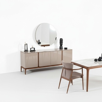 Wohnzimmer Anrichte mit Spiegel Garnitur Ess Holz Modern Stil