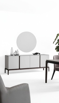 Wohnzimmer Anrichte Spiegel Luxus Gruppe Garnitur Set 2tlg grau