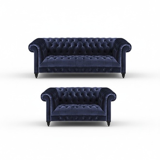 Wohnzimmer Chesterfield Einrichtung 2x Sofas Sofa Dreisitze mit Zweisitzer Couch