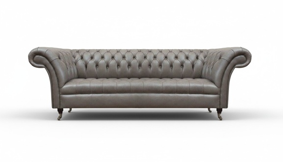 Wohnzimmer Chesterfield Grauer Dreisitzer Edle Leder Sofas Luxus Möbel