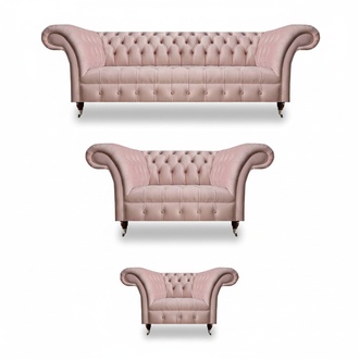 Wohnzimmer Chesterfield Möbel Rosa 3-Sitzer Designer Zweisitzer Sessel