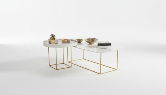 Wohnzimmer Couchtisch Set Designer Rundtisch Halbrunder Edelstahltisch