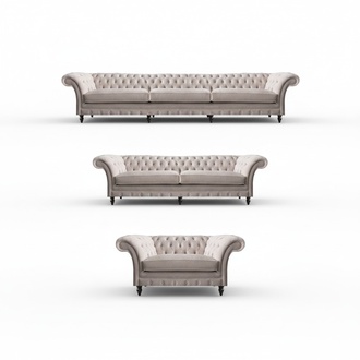 Wohnzimmer Einrichtung 2x Sofas Luxus Polstermöbel Sessel Chesterfield