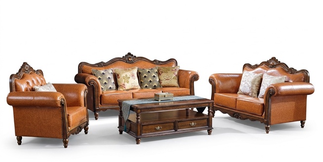 Wohnzimmer Garnitur Sofagarnitur 3+2 Sitz Couch Polster Sofa Orange