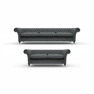 Wohnzimmer Grau Komplett Sofas Luxus Chesterfield Sofagarnitur Textil Möbel