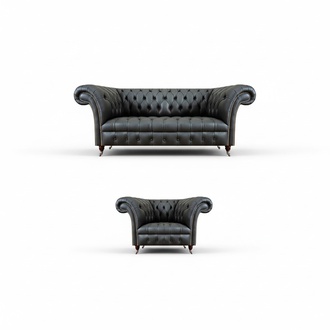 Wohnzimmer Grau Sofagarnitur 3+1 Sitzer Polstermöbel Luxuriöse Ledersofas