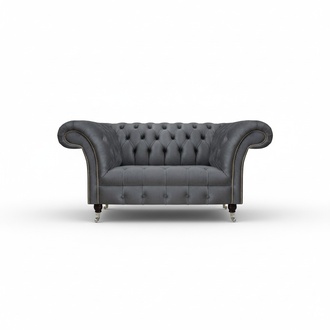 Wohnzimmer Grauer Chesterfield 2-Sitzer Designer Polstermöbel Zweisitzer