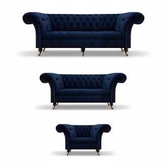 Wohnzimmer Komplett Möbel 3tlg Sofas Couch Luxus Sessel Textil Einrichtung