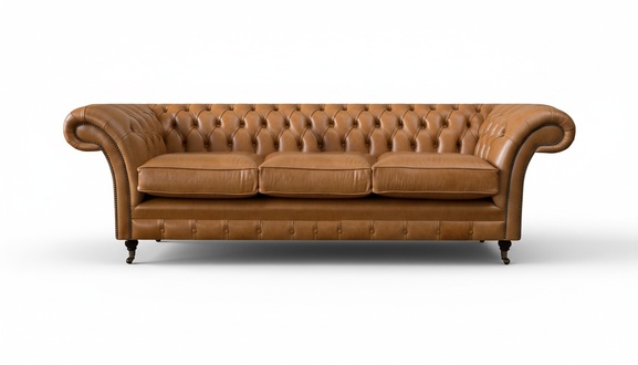 Wohnzimmer Luxuriöse Sofa Dreisitzer Couch Braun Luxuriöse Chesterfield