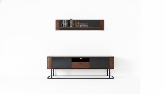 Wohnzimmer Modern Einrichtung Wandregal TV-Lowboard Luxuriöses Sideboard