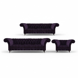 Wohnzimmer Polstermöbel Luxus Set 3tlg Sofas Garnitur Designer Chesterfield