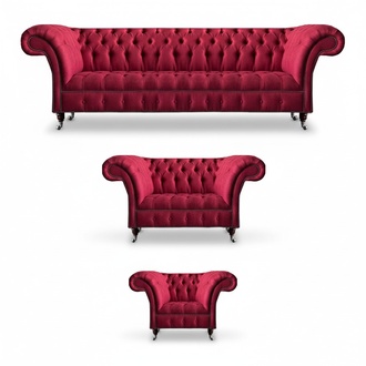 Wohnzimmer Rosa Chesterfield Polster Sitzgarnitur Luxuriöser 3tlg Set