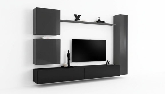 Wohnzimmer rtv Schrank Wohnwand Regal Luxus Wandschrank TV Sideboard Set 6tlg.