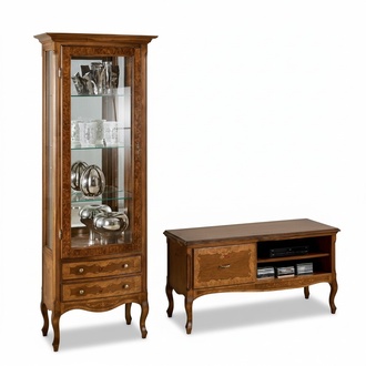 Wohnzimmer rtv Vitrine Wohnwand Schränke Design tv Art déco Vitrinen Set Schrank