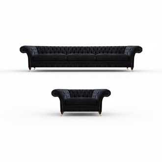 Wohnzimmer Schwarze Chesterfield Sofagarnitur Designer Stoffsofa Sessel