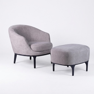 Wohnzimmer Set 2tlg Sessel mit Hocker Designer Modern Polstermöbel
