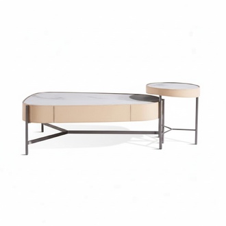 Wohnzimmer Set 2x Couchtisch Kaffeetisch beige Modern Luxus Edelstahl