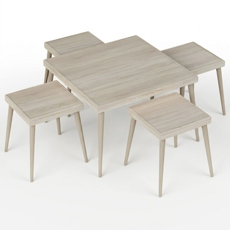 Wohnzimmer-Set Beige Holz Modern Elegant