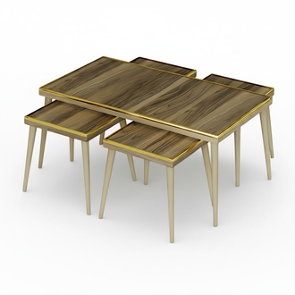 Wohnzimmer-Set Braun Holz Edelstahl Modern Elegant