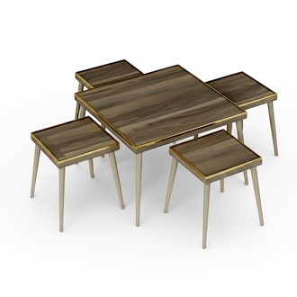 Wohnzimmer-Set Braun Holz Edelstahl Modern Elegant