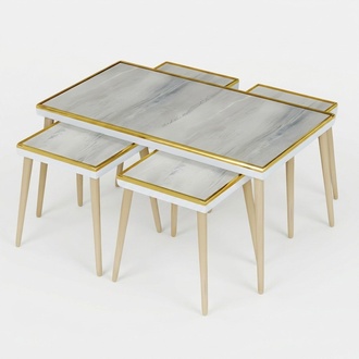 Wohnzimmer-Set Grau aus Holz und Edelstahl modern und stilvoll