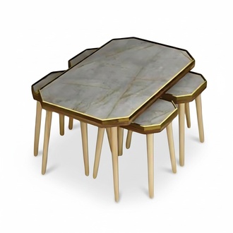 Wohnzimmer-Set Grau Holz Edelstahl modern elegant