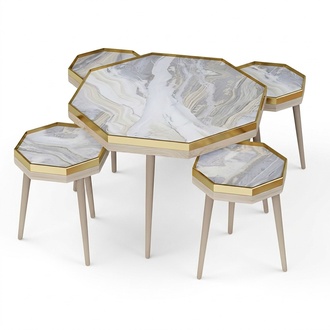 Wohnzimmer-Set Grau Holz Edelstahl modern elegant