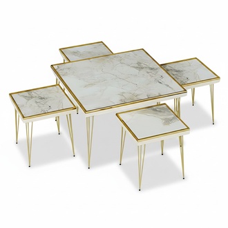 Wohnzimmer-Set in Beige aus MDF und Edelstahl modern und elegant