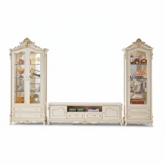 Wohnzimmer Set Luxus TV Staender 2x Vitrine 3tlg neu Innenbereich