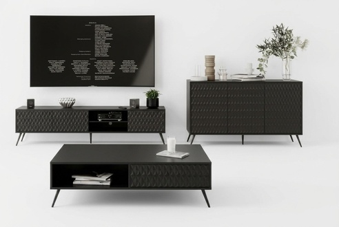 Wohnzimmer Set Modern Holzmöbel TV-Lowboard + Sideboard Luxuriöses Couchtisch