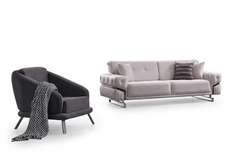 Wohnzimmer Sofagarnitur Dreisitzer Sessel Luxus Couch Set 3+1 Sitzer