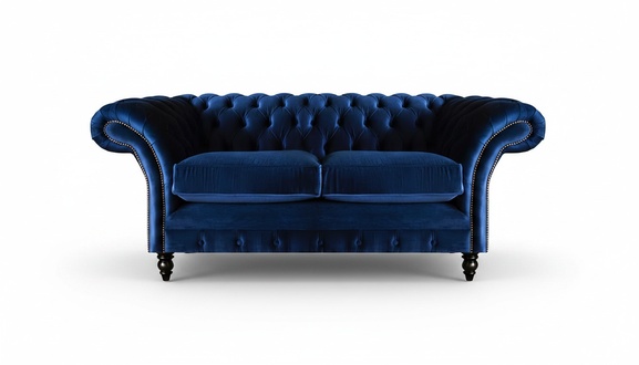 Wohnzimmer Sofas Couch Zweisitzer Einrichtung Blau Chesterfield Neu