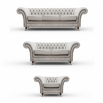 Wohnzimmer Sofas Komplett Sessel Luxus Sitz Grau Chesterfield Polstermöbel