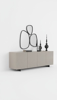 Wohnzimmer Spiegel Anrichte Schrank Edle Design Luxus 2tlg. Beige