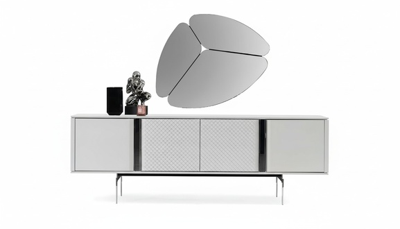 Wohnzimmer Spiegel Anrichte Schrank Edle Design Luxus Grau 2tlg