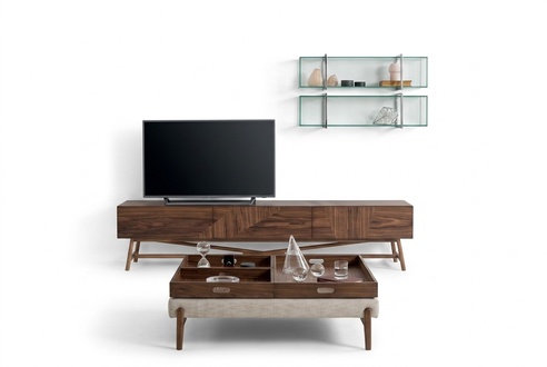 Wohnzimmer Tv-Ständer mit 2x Wandregal Luxus Design Sideboarad Wohnwand