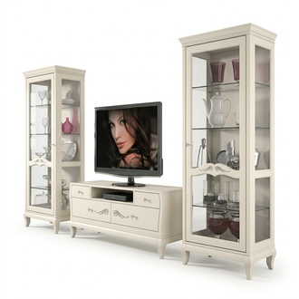 Wohnzimmer Vitrine rtv Vitrine tv Modern Holz Möbel Schrank Stil Set Neu 3tlg.