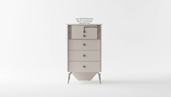 Wohnzimmer Weiße Kommode 4x Schubladen Holzkommode Holzschrank Möbel