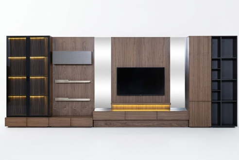 Wohnzimmer Wohnwand rtv Lowboard Holz Braun Möbel Fernseh Neu xxl 530cm