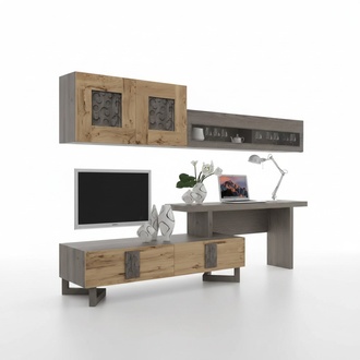 Wohnzimmer Wohnwand rtv Lowboard Holz Braun Möbel Fernseh Anbei Wand