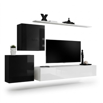 Wohnzimmer Wohnwand Weiß TV Ständer Design Sideboard Einrichtung Wandschrank