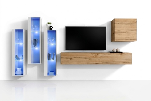 Wohnzimmermöbel Designer Wohnwand TV Ständer Hochglanz Sideboard Wand Schrank