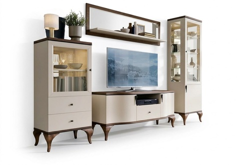 Wohnzimmermöbel Set 2x Vitrinen luxuriöses TV-Lowboard Set Stilvoller Wandregal