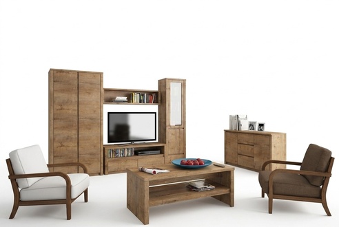 Wohnzimmermöbel Set Design Wohnzimmer Sideboard Wandregal Kommode Vitrine 5tlg.