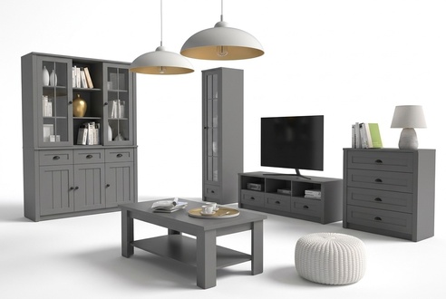 Wohnzimmermöbel Set Designer Wohnzimmer Sideboard Couchtisch Einrichtung 5tlg.