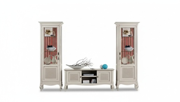 Wohnzimmermöbel Set Wohnzimmer TV-Ständer 2x Vitrine 3tlg. Wohnwand