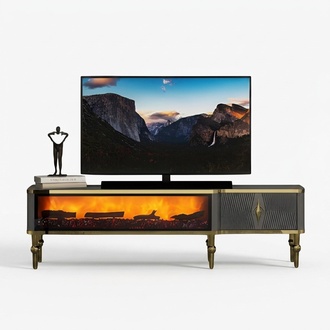 Wohnzimmerschrank TV Sideboard Dekokamin Elektrokamin Zeitlos Modern Desig