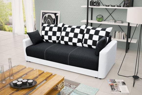 Schlafsofa Klappcouch 3-Sitzer Schlaffunktion + Bettkasten Couch Sofa Klappsofa XARA