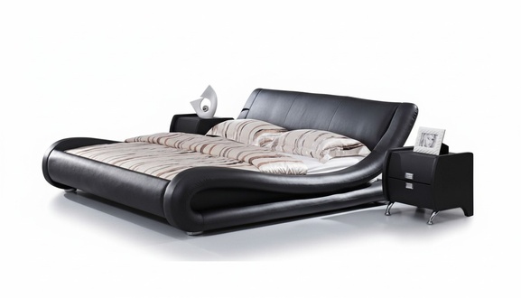 XXL Doppelbett Lederbett Bett Betten mit USB,Leder Designer 4761